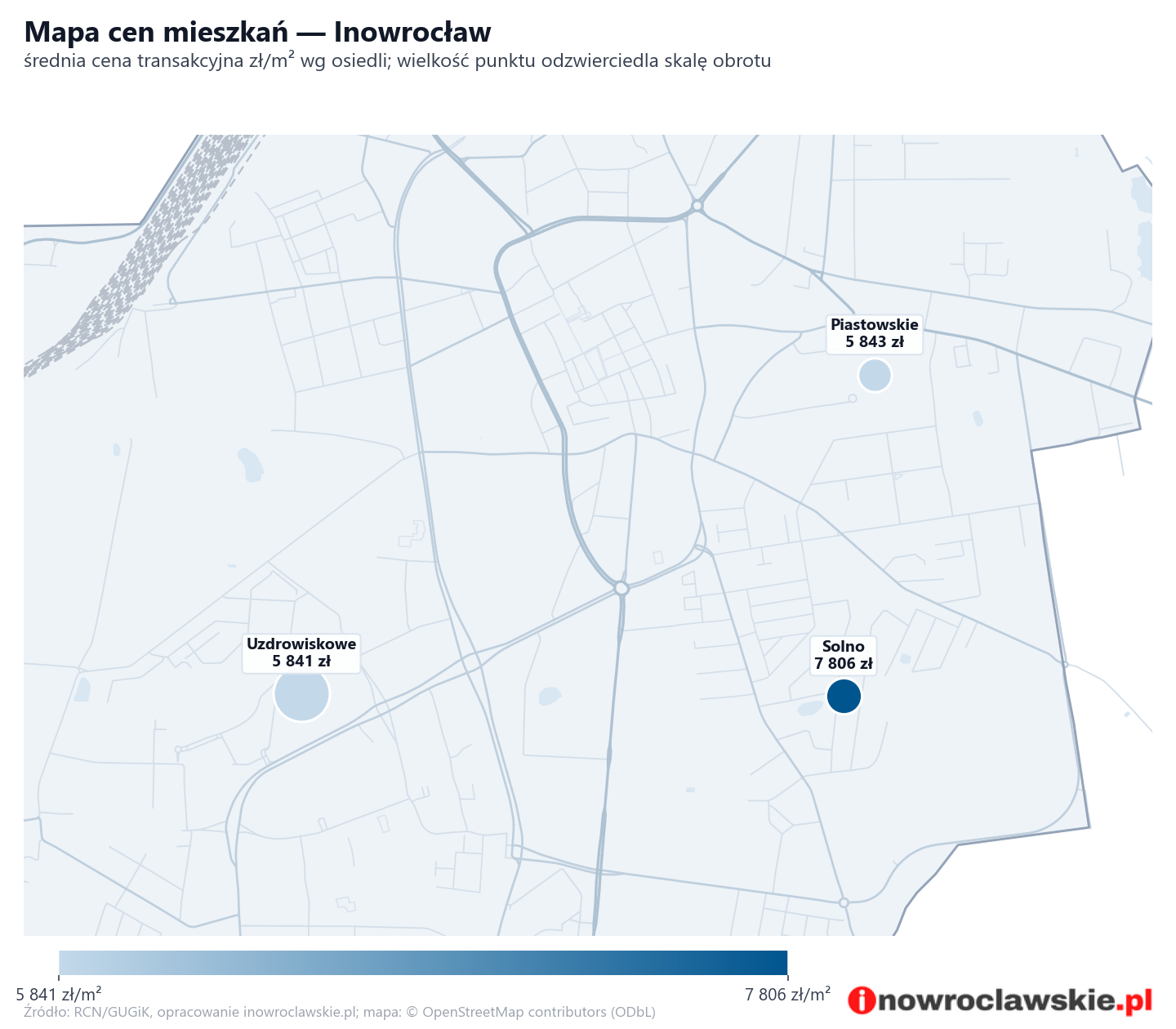 Mapa cen mieszkań - Inowrocław