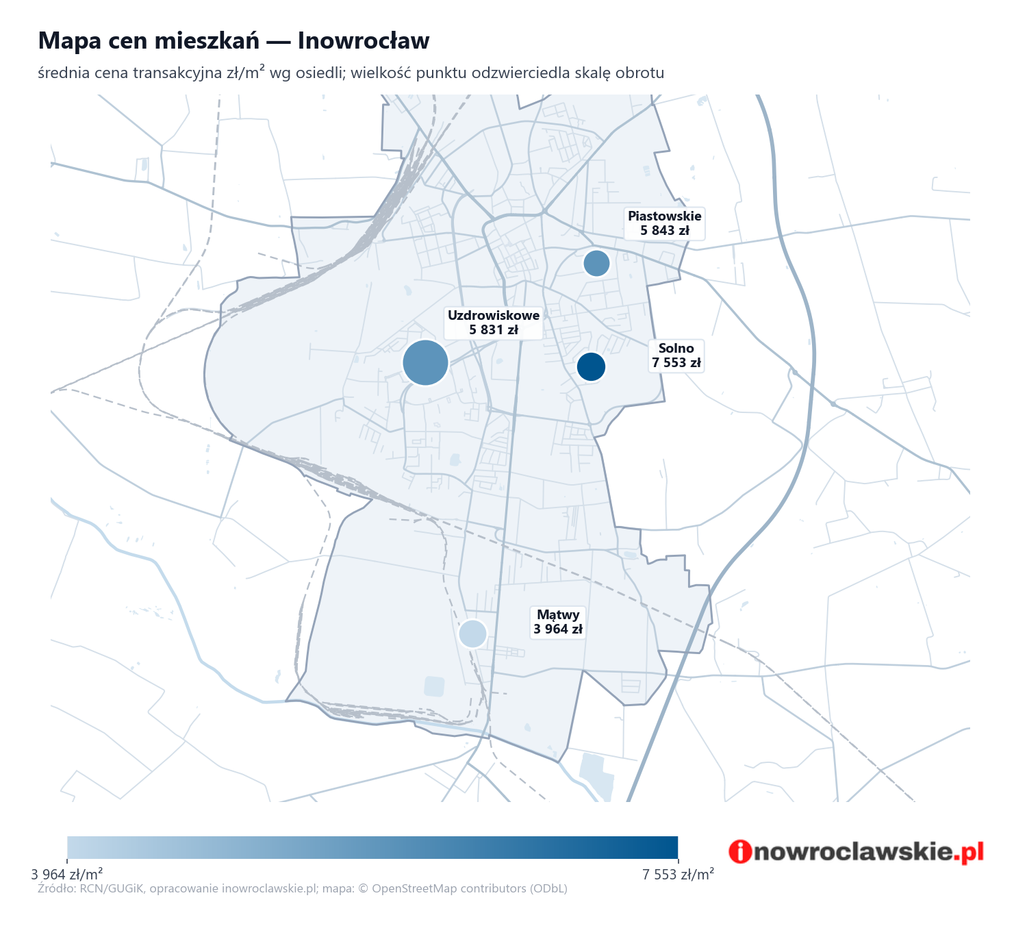 Mapa cen mieszkań - Inowrocław
