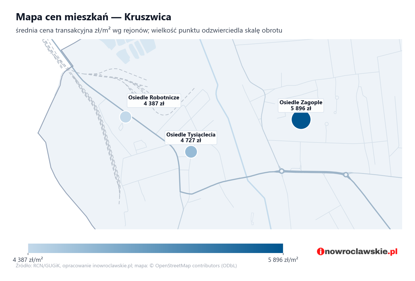 Mapa cen mieszkań - Kruszwica