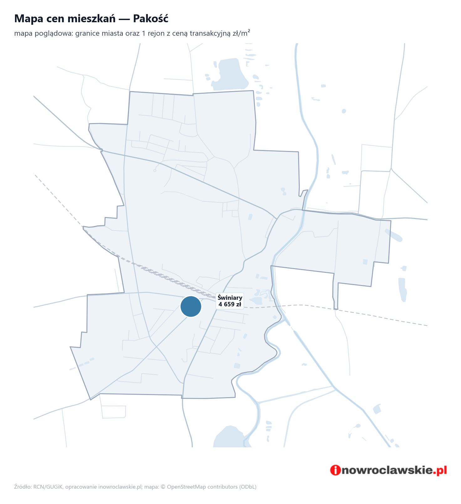 Mapa cen mieszkań - Pakość