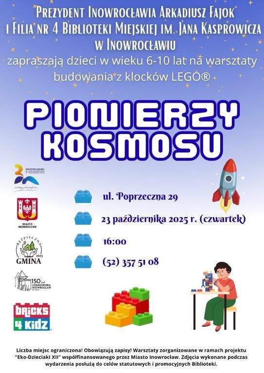 Pionierzy Kosmosu – warsztaty z Lego® w inowrocławskiej bibliotece