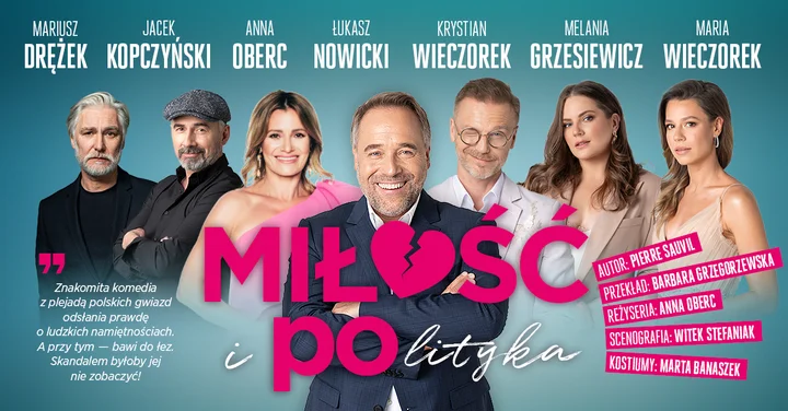 Grafika promocyjna wydarzenia Miłość i polityka — komedia o skandalu w Teatrze Miejskim w Inowrocławiu