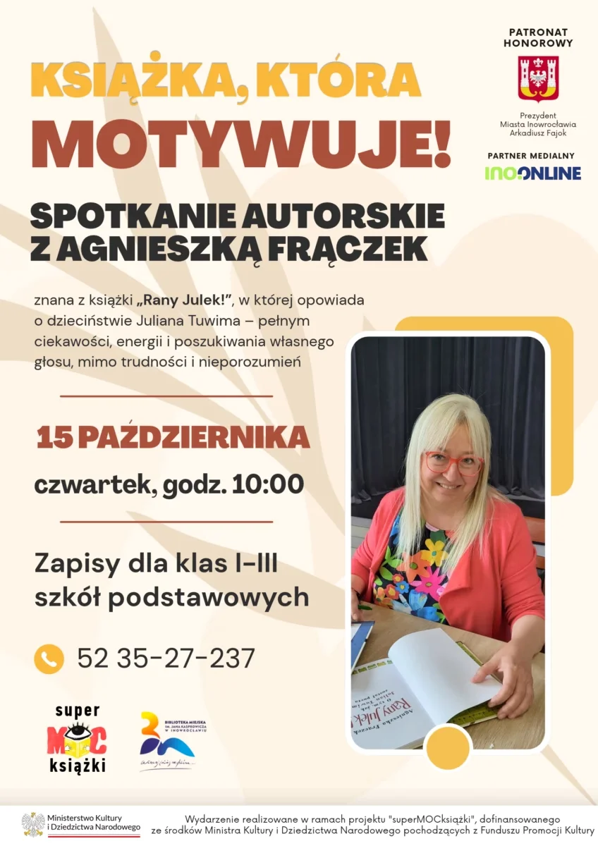 Grafika promocyjna wydarzenia Książka, która motywuje! – spotkanie autorskie z Agnieszką Frączek