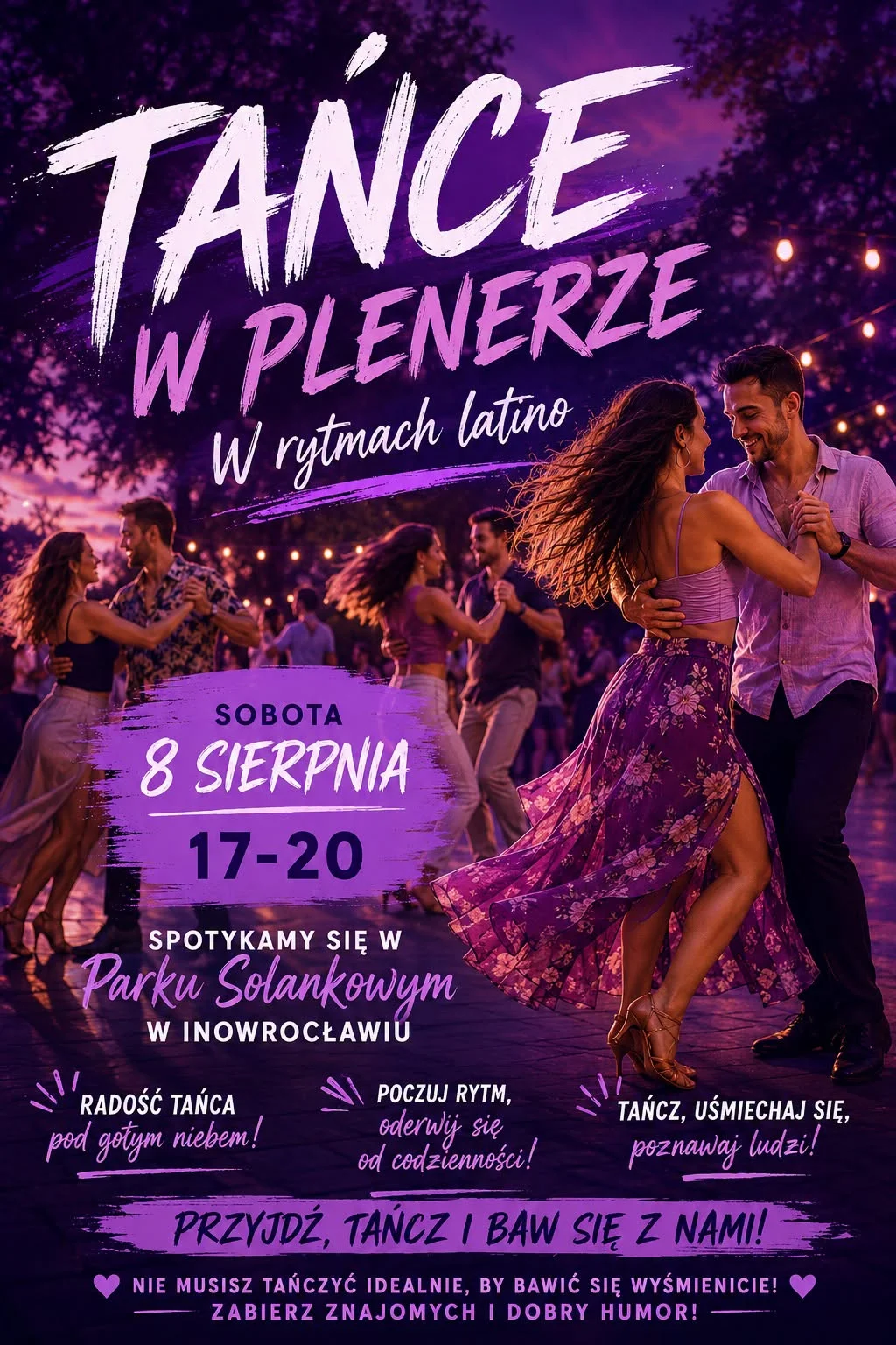 Grafika promocyjna wydarzenia TAŃCE W PLENERZE | w rytmach latino – Park Solankowy