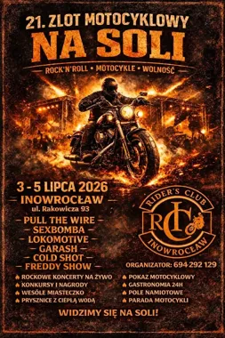 Grafika promocyjna wydarzenia 21 Zlot Motocyklowy NA SOLI w Inowrocławiu