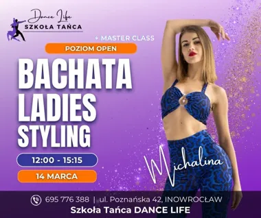 Grafika promocyjna wydarzenia Bachata Ladies Styling — warsztaty z Miśką w Dance Life