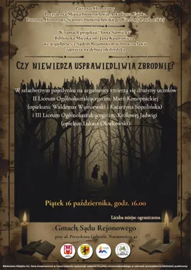Grafika promocyjna wydarzenia Czy niewiedza usprawiedliwia zbrodnię?