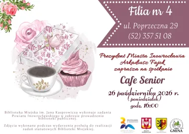 Grafika promocyjna wydarzenia Książka, kawa i pogawędki – Cafe Senior