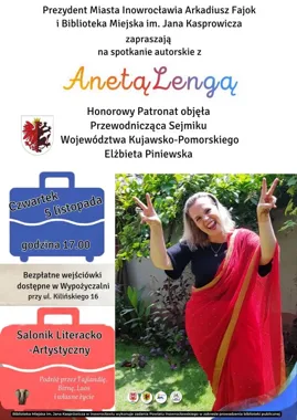 Grafika promocyjna wydarzenia Spotkanie autorskie z Anetą Lengą