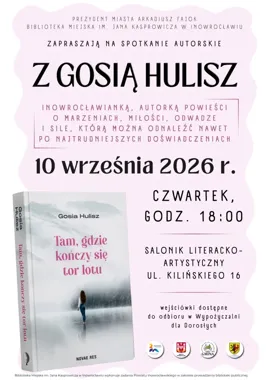 Grafika promocyjna wydarzenia Spotkanie autorskie z Gosią Hulisz