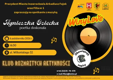 Grafika promocyjna wydarzenia Winylove – „Agnieszka Osiecka – poetka doskonała”