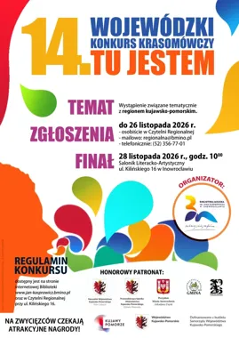 Grafika promocyjna wydarzenia XIV Wojewódzki Konkurs Krasomówczy TU JESTEM
