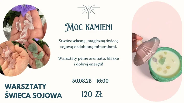 Obrazek przedstawia grafikę promocyjną wydarzenia Warsztaty tworzenia świec sojowych w 4LOFT STUDIO