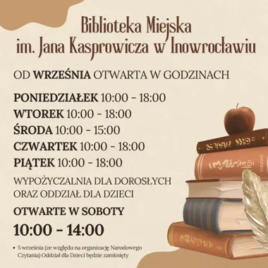 Biblioteka w Inowrocławiu wraca do rytmu. Sprawdź godziny od września