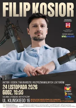 Głos znany z audiobooków zabrzmi na żywo w Inowrocławiu. Filip Kosior spotka się z czytelnikami