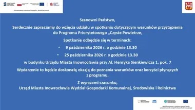 Dwa spotkania w Inowrocławiu pomogą sprawdzić zasady programu „Czyste Powietrze”